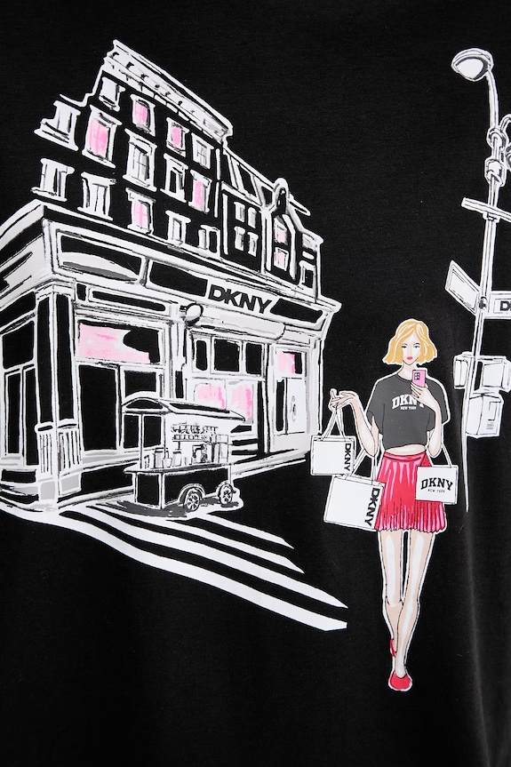 DKNY piżama damska z bawełną YI50108 czarny