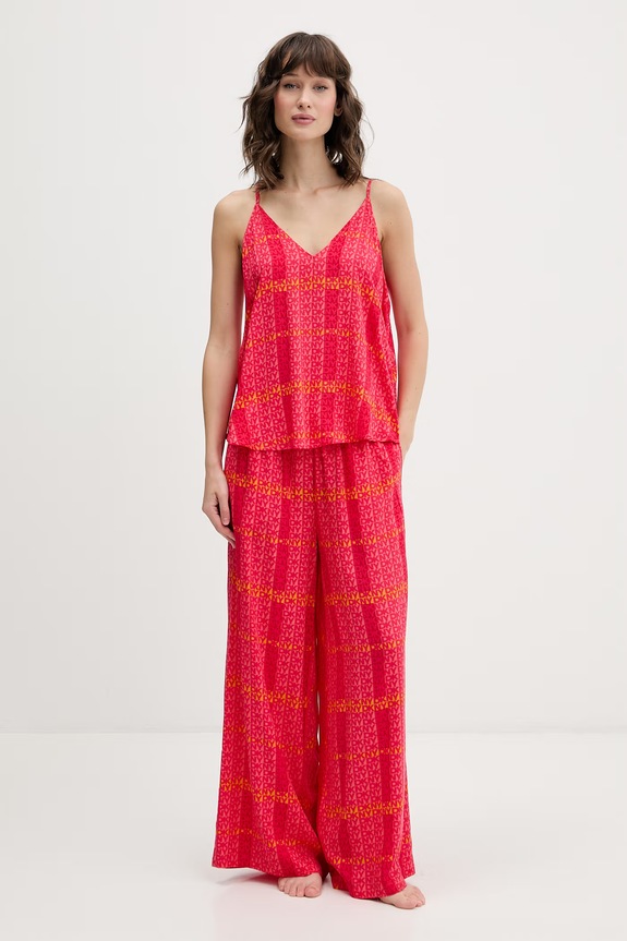 DKNY pijama din două piese pentru femei, din vâscoză rosu YI70113