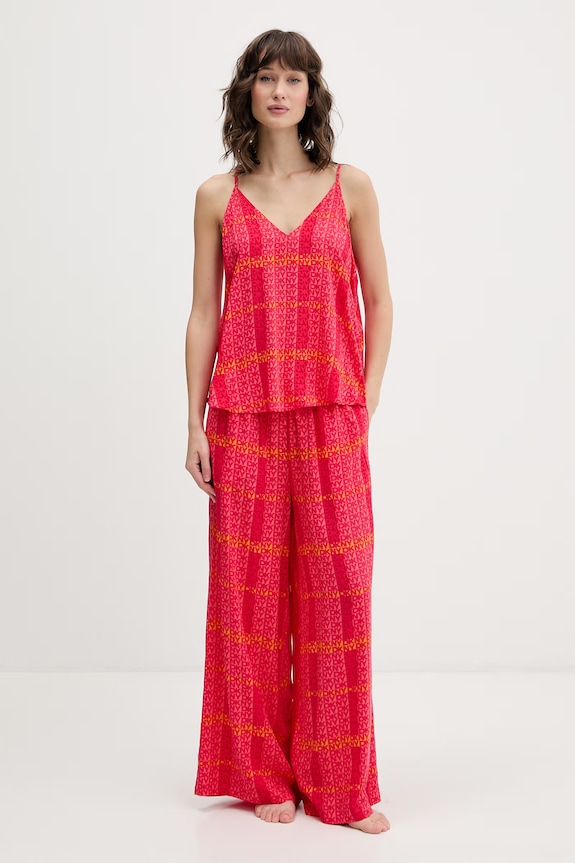 DKNY pijama din două piese pentru femei, din vâscoză rosu YI70113