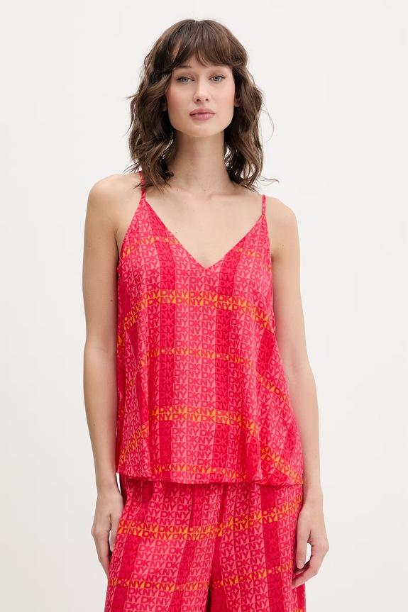 DKNY pijama din două piese pentru femei, din vâscoză YI70113 rosu SS26
