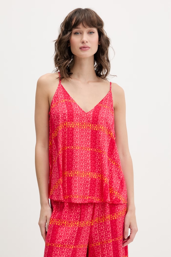 DKNY pijama din două piese pentru femei, din vâscoză YI70113 rosu SS26