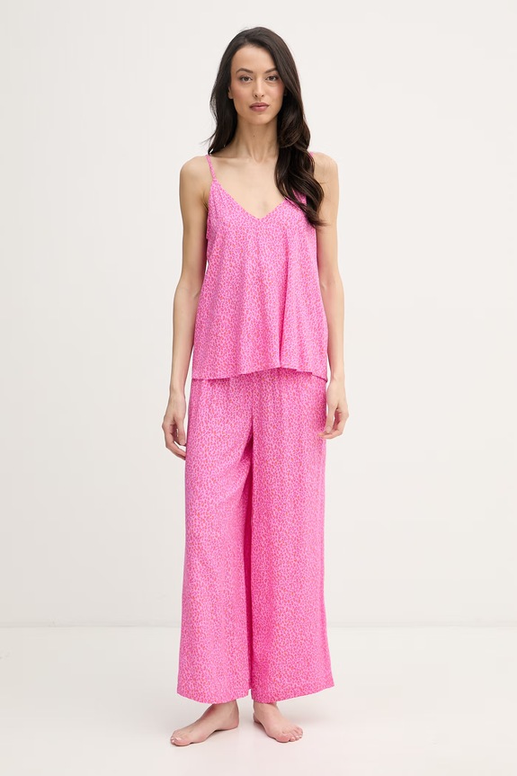 DKNY pijama din două piese pentru femei, din vâscoză roz YI70113