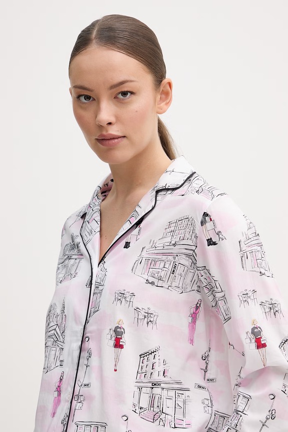 DKNY pyžamo dámske bavlnené YI90108 biela