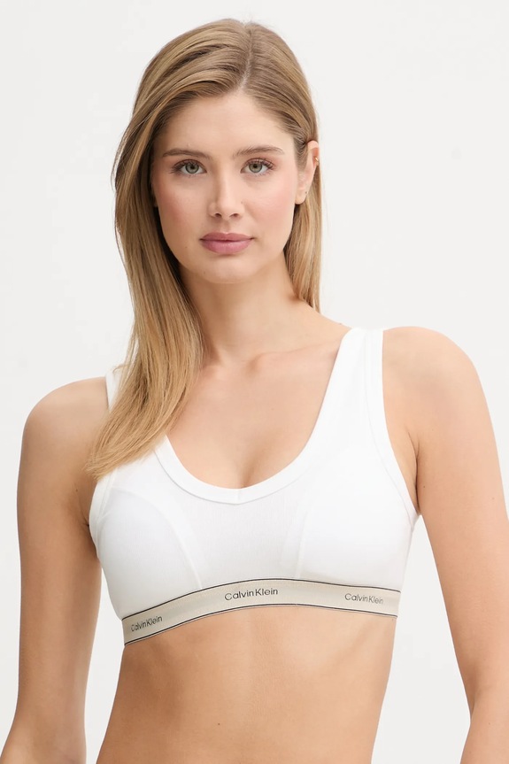 Calvin Klein Underwear Sutien triunghi bumbăcesc cu elastan alb LV00QF8594