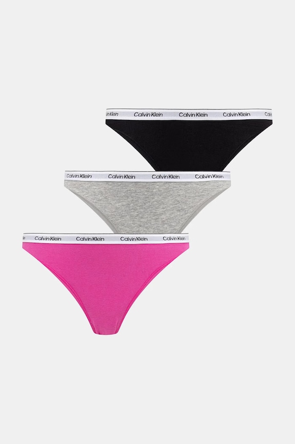 Calvin Klein Underwear stringi damskie bawełniane z elastanem 3-pack fioletowy LV00QD5209