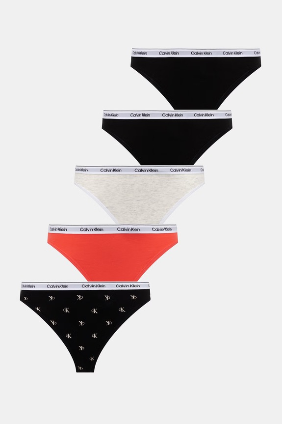 Calvin Klein Underwear tangá dámske 5-pak čierna LV00QD5221