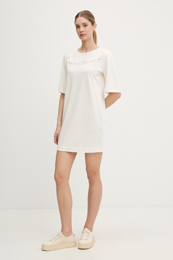Emporio Armani Underwear šaty s viskózou EW000618.AF20243 béžová SS26