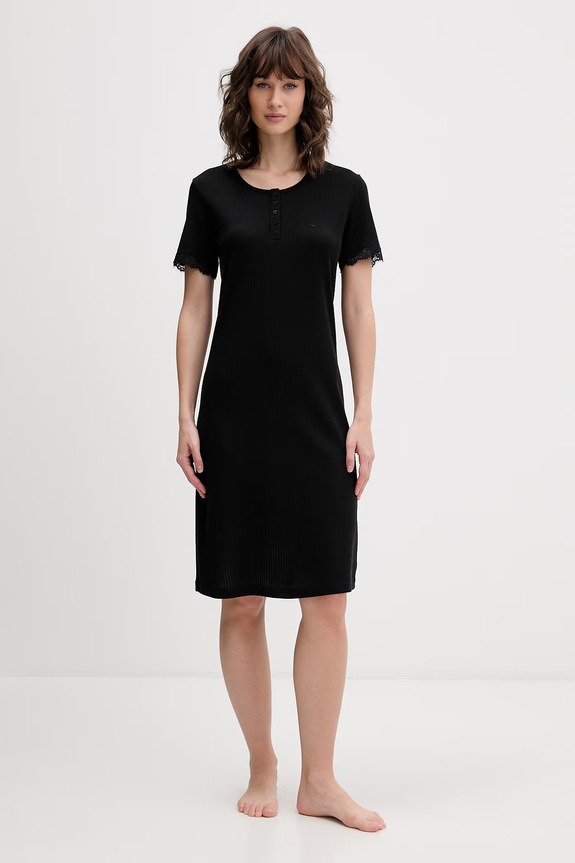 Emporio Armani Underwear πουκάμισο πιτζάμας γυναικείο με βαμβάκι EW002731.AF19034 μαύρο SS26