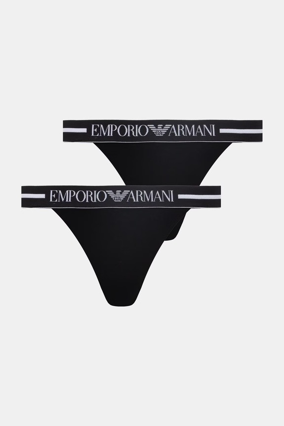 Стринги Emporio Armani Underwear 2 шт мелкий узор чёрный EW000405.AF19023