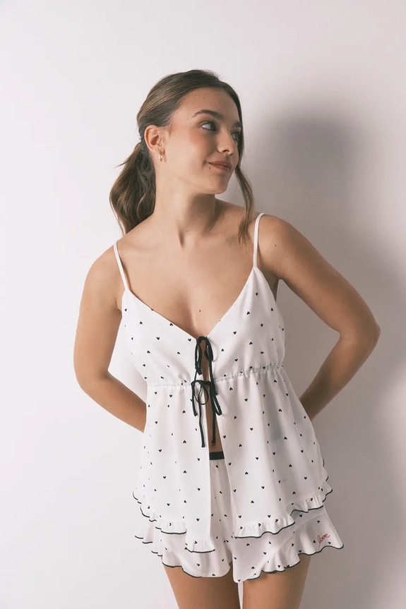 Πιτζάμα women'secret λεπτό μοτίβο λευκό 2543697