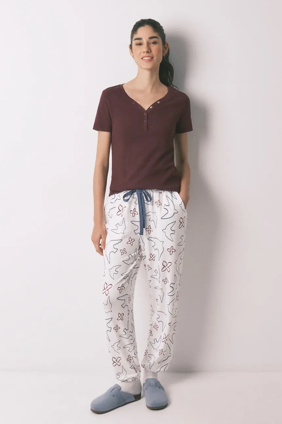 Îmbrăcăminte women'secret tricou de pijama 3273288 burgundia