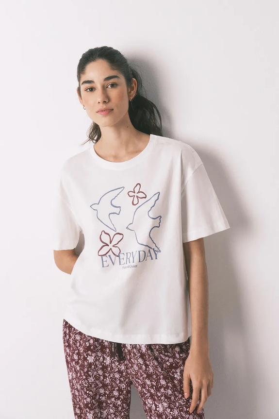 Bavlněné pyžamové tričko women'secret sada béžová 3273289