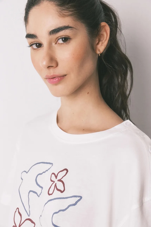 Bavlněné pyžamové tričko women'secret béžová 3273289