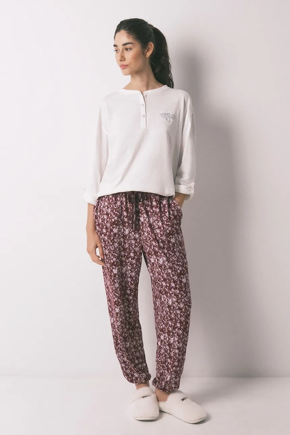 women'secret pantaloni de pijama 3703228 burgundia SS26