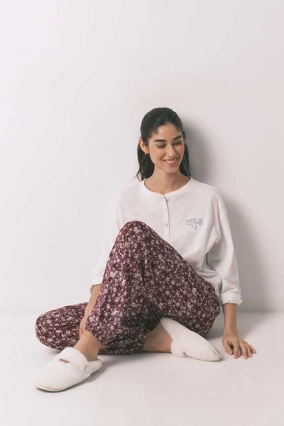 women'secret pantaloni de pijama 3703228 burgundia
