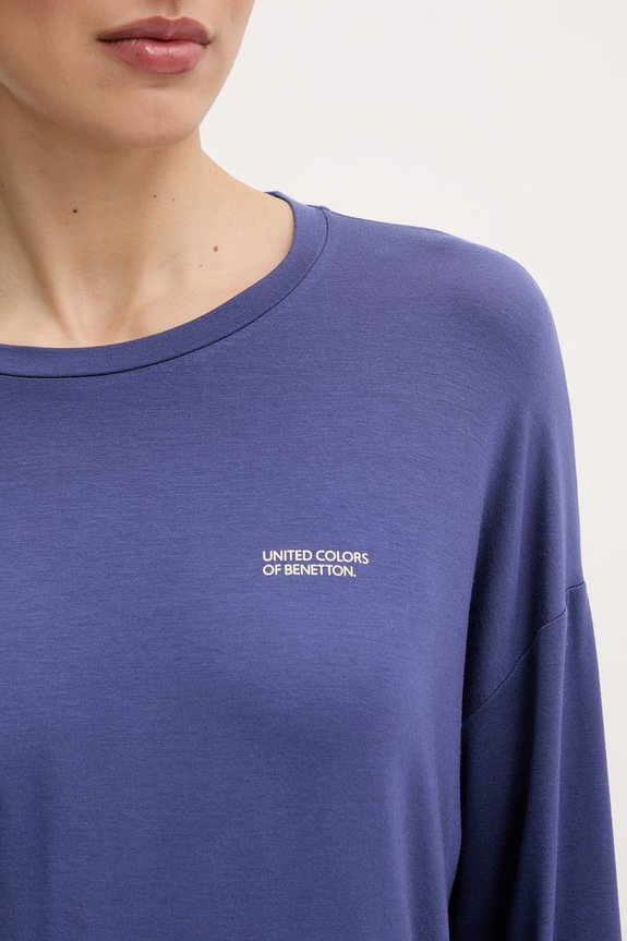United Colors of Benetton Maglietta a maniche lunghe da pigiama da donna con modal 36MX3M08E blu navy