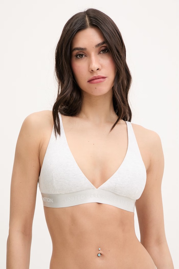 United Colors of Benetton biustonosz plunge bawełniany z elastanem szary 3OP81R01F.