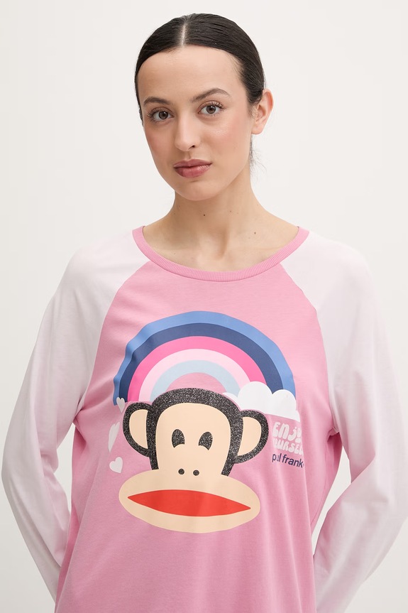 United Colors of Benetton maglietta a maniche lunghe da pigiama da donna con viscosa rosa 3Y5E3M08J