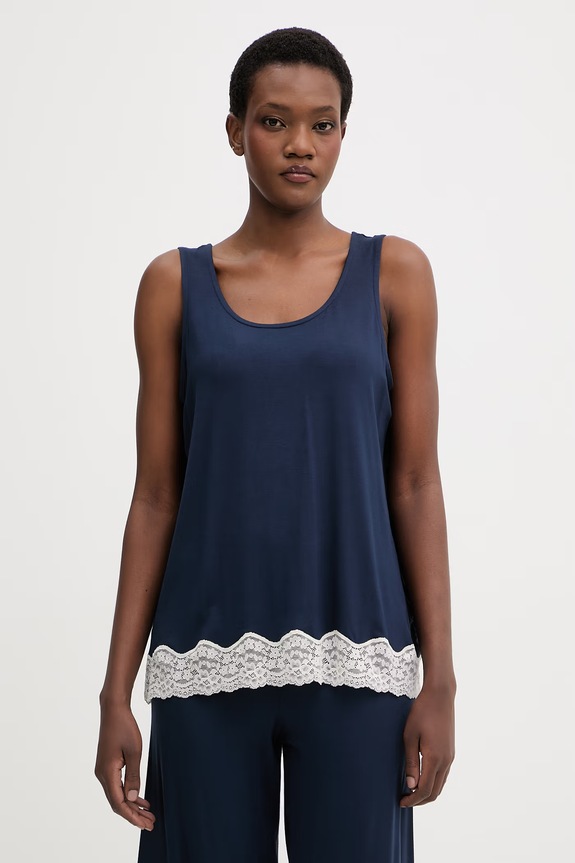 United Colors of Benetton top da pigiama da donna con viscosa blu navy 3Z123H00P