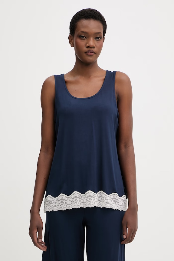 United Colors of Benetton top da pigiama da donna con viscosa blu navy 3Z123H00P