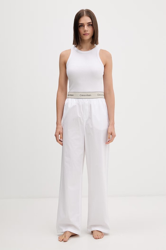 Calvin Klein Underwear pyžamové nohavice dámske bavlnené LV00QS7520 biela SS26