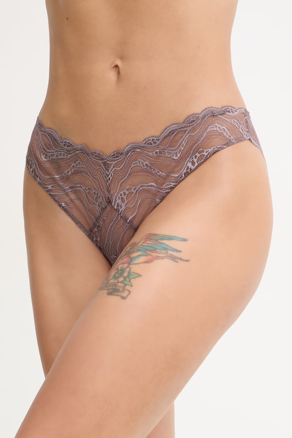 Calvin Klein Underwear figi damskie koronkowe brązowy LV00QF7927