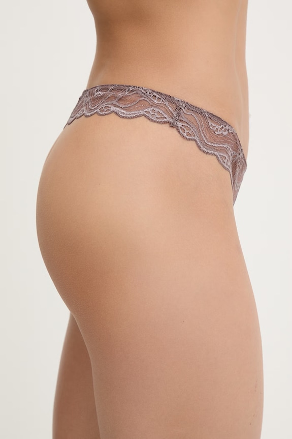 Oblečenie Calvin Klein Underwear tangá dámske LV00QF8093 hnedá