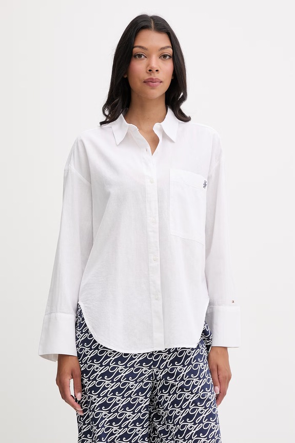 Tommy Hilfiger plažna srajca ženska bela UW0UW06428