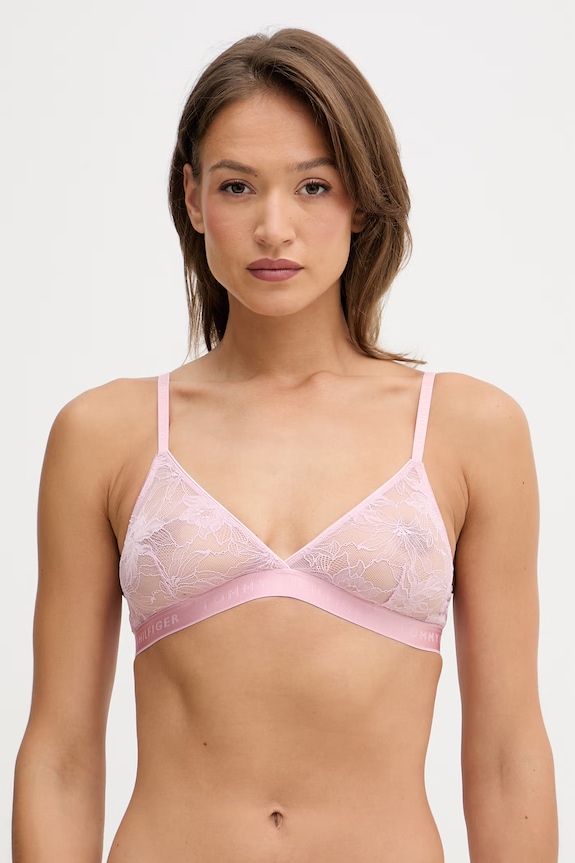 Tommy Hilfiger biustonosz trójkątny koronkowy różowy UW0UW06263
