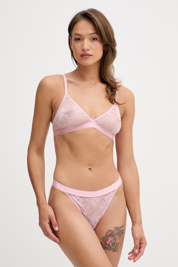 Tommy Hilfiger biustonosz trójkątny koronkowy UW0UW06263 różowy SS26