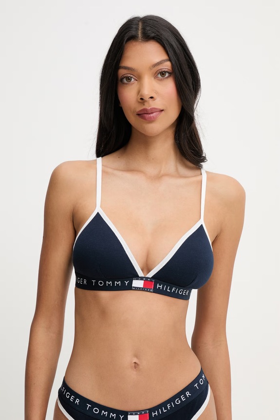 Tommy Hilfiger trikotni nedrček z bombažem mornarsko modra UW0UW06271