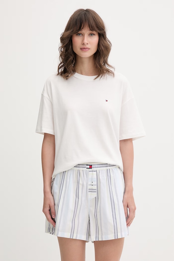 Tommy Hilfiger σορτς πιτζάμας γυναικεία βαμβακερά UW0UW06503 λευκό SS26
