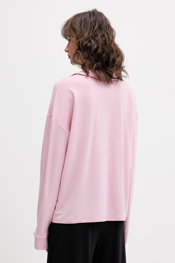 Ρούχα Tommy Hilfiger πουκάμισο πιτζάμας γυναικείο βαμβακερό UW0UW06293 ροζ