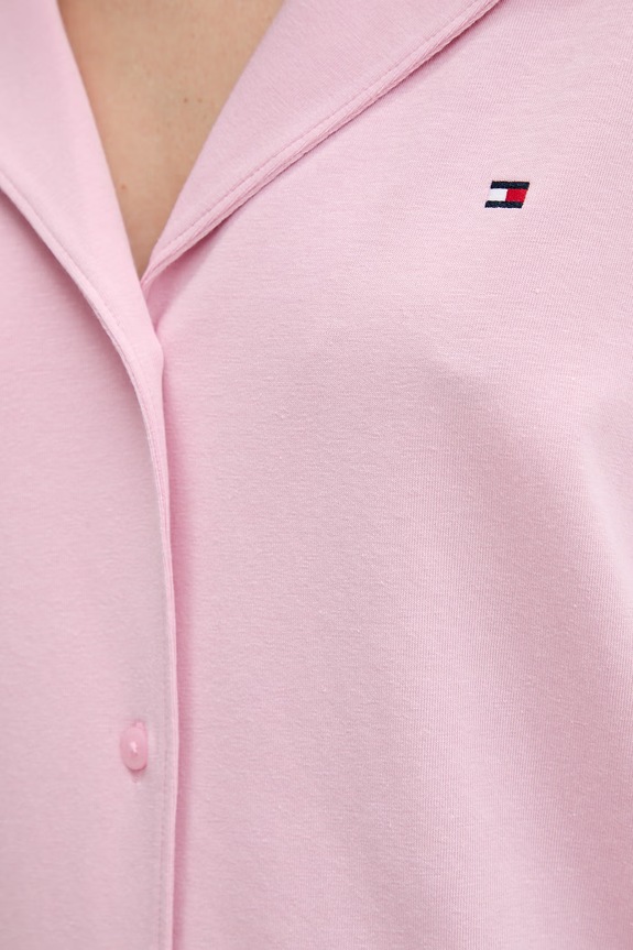 Tommy Hilfiger πουκάμισο πιτζάμας γυναικείο βαμβακερό UW0UW06293 ροζ