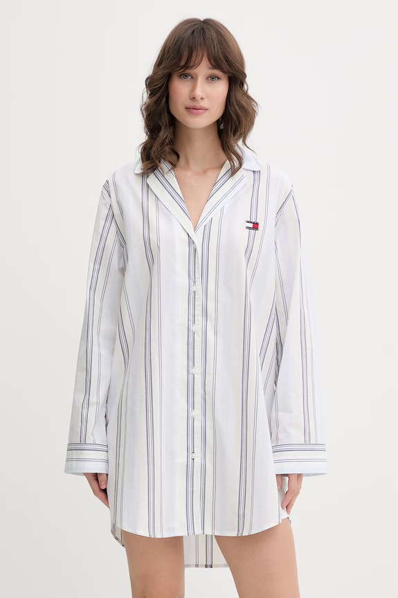 Tommy Hilfiger pidžama košulja ženska pamučna bijela UW0UW06549
