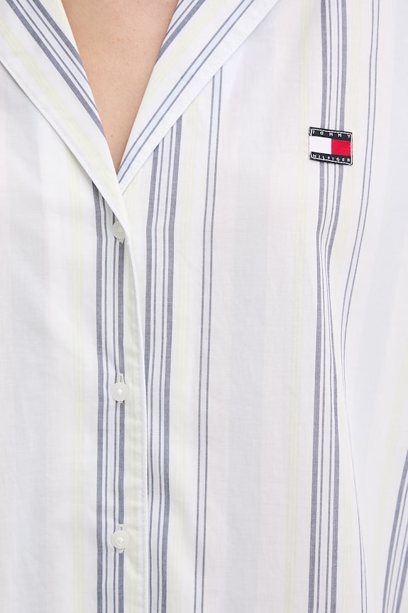 Tommy Hilfiger pidžama košulja ženska pamučna UW0UW06549 bijela