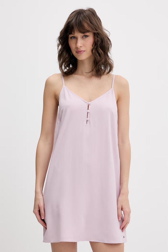 Tommy Hilfiger πουκάμισο πιτζάμα γυναικείο από βισκόζη ροζ UW0UW06553