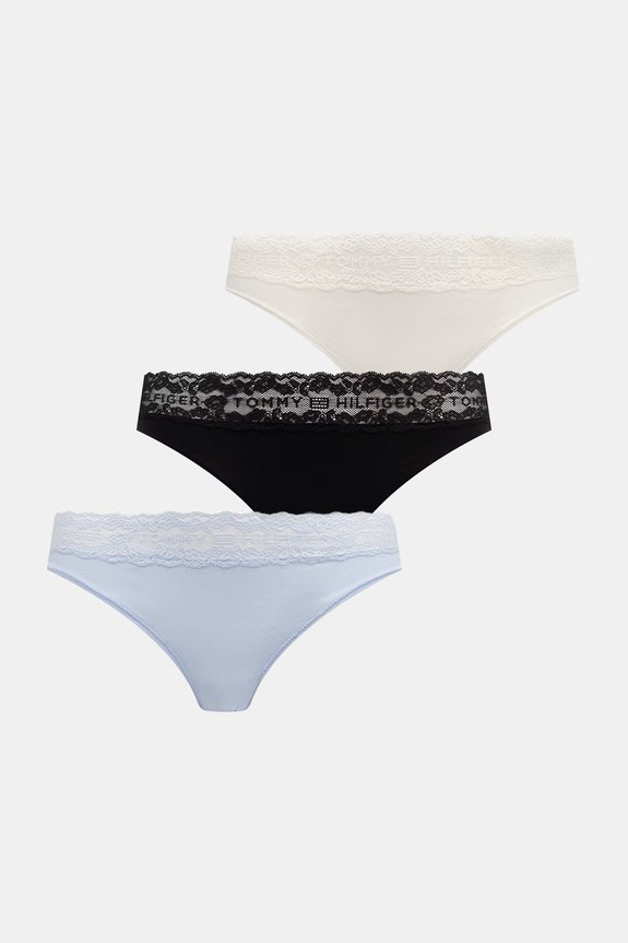 Tommy Hilfiger nohavičky dámske bavlnené s elastanom 3-pack modrá UW0UW06338
