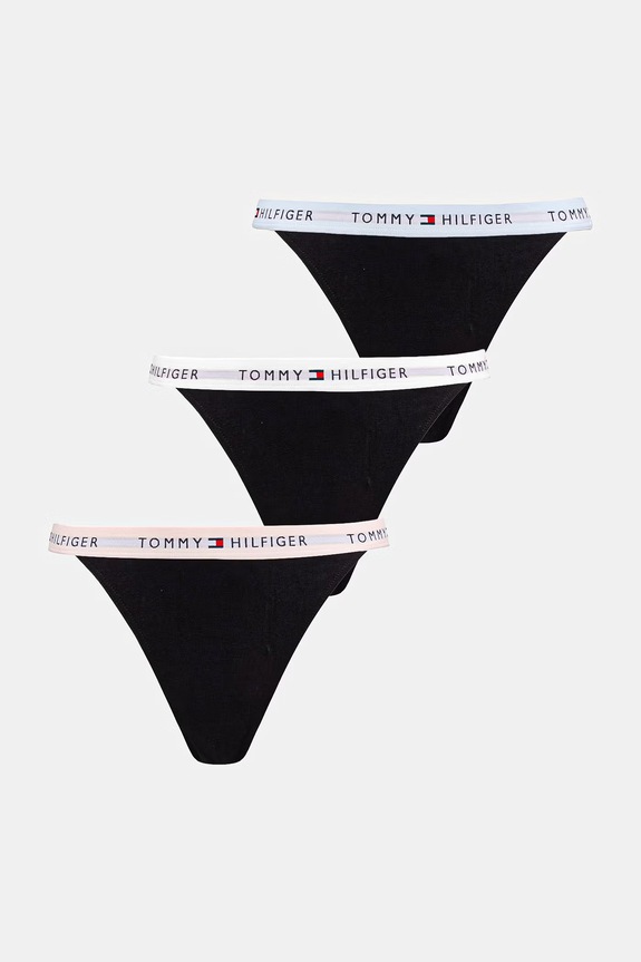 Tommy Hilfiger perizoma da donna in cotone con elastan pacco da 3 nero UW0UW06518