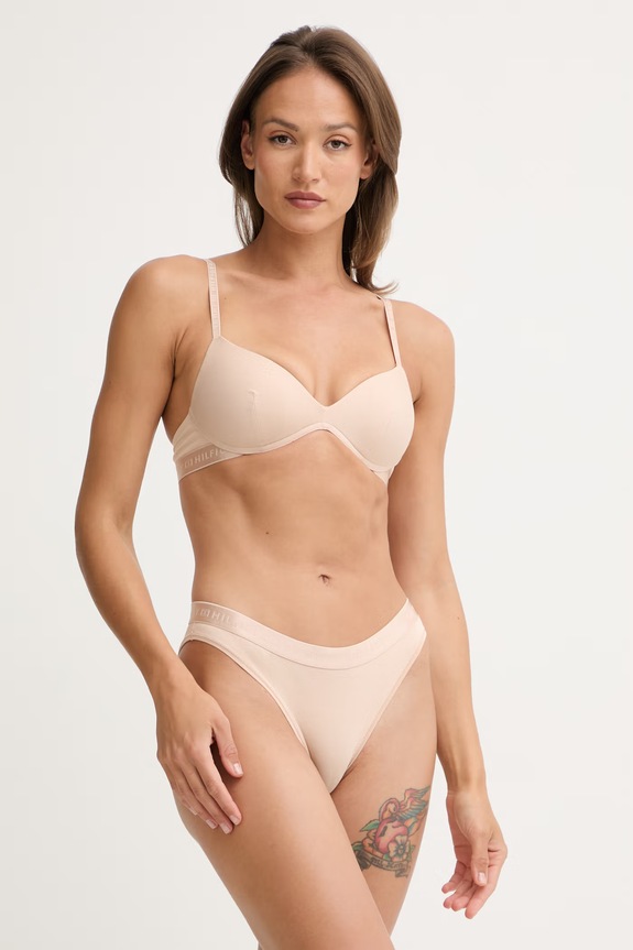 Tommy Hilfiger Klasične hlačke ženske modalne UW0UW06261 bež SS26