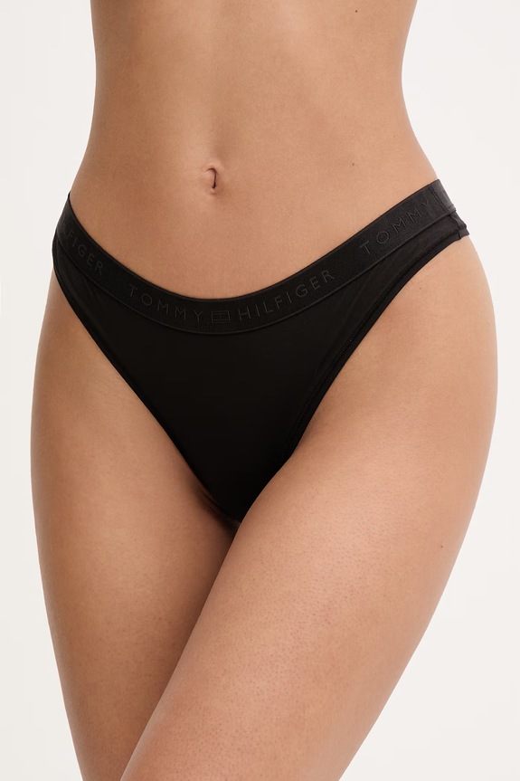 Tommy Hilfiger chiloți brazilieni pentru femei, cu modal negru UW0UW06548