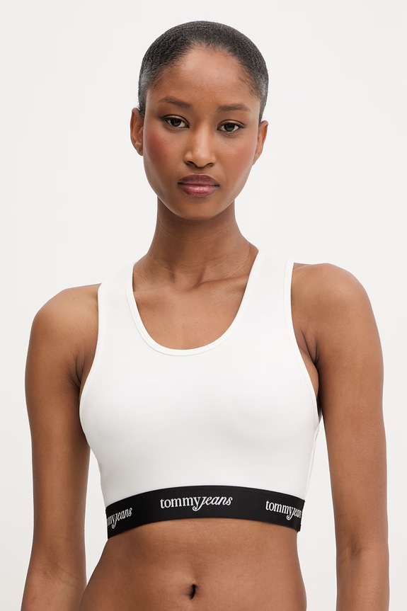 Tommy Jeans sutien cu vâscoză alb DW0DW22762