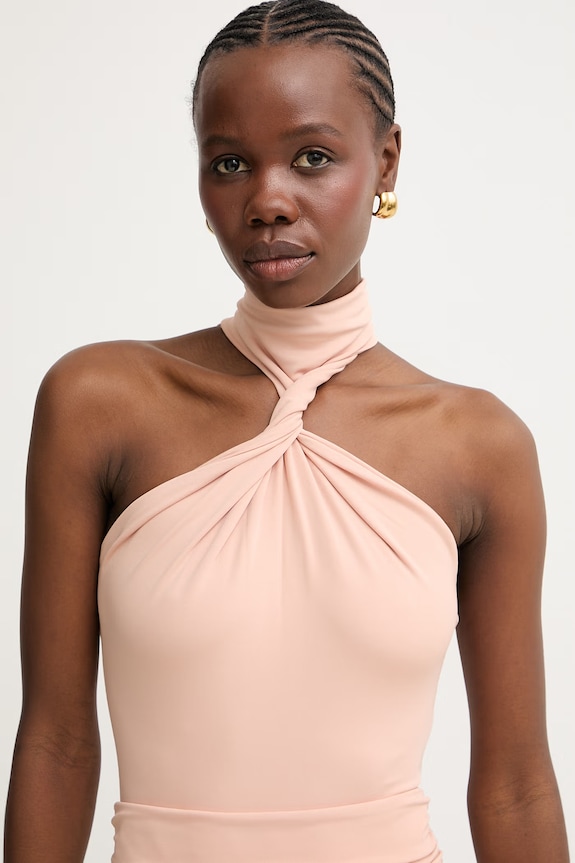 Elisabetta Franchi κορμάκι γυναικείο με βισκόζη μπεζ BO03963E2