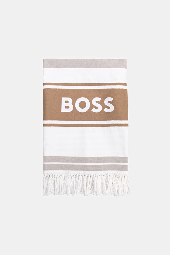 Akcesoria BOSS ręcznik plażowy bawełniany Beach_Towel 50561256 beżowy