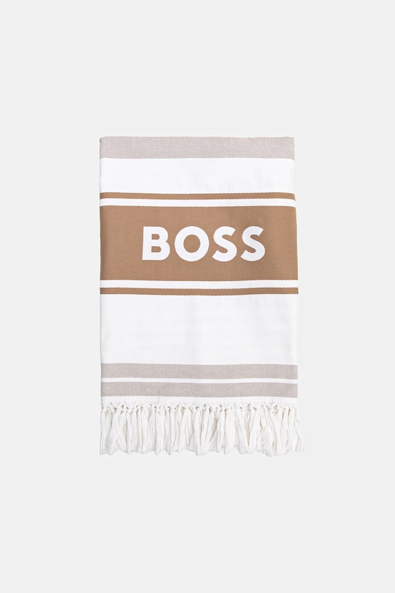 Akcesoria BOSS ręcznik plażowy bawełniany Beach_Towel 50561256 beżowy