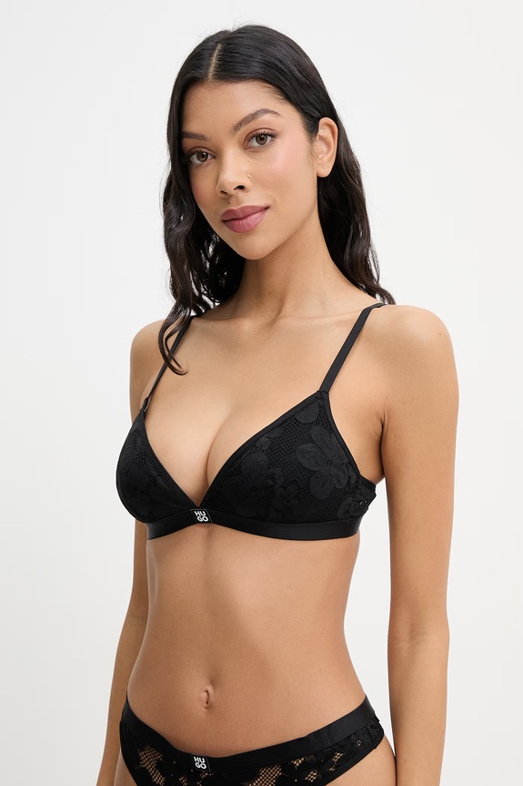 HUGO sutien triunghi din dantelă BLOOM LACE TRIANGLEP negru 50561590