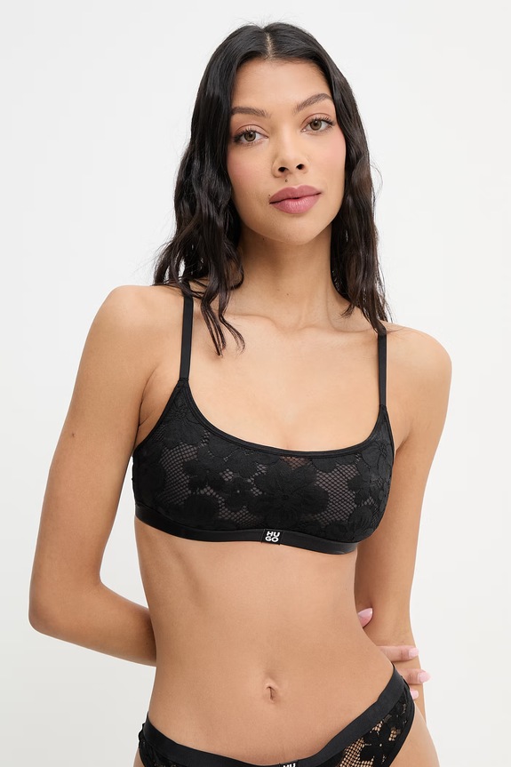 HUGO bustieră dantelă BLOOM LACE BRALETTE negru 50561601