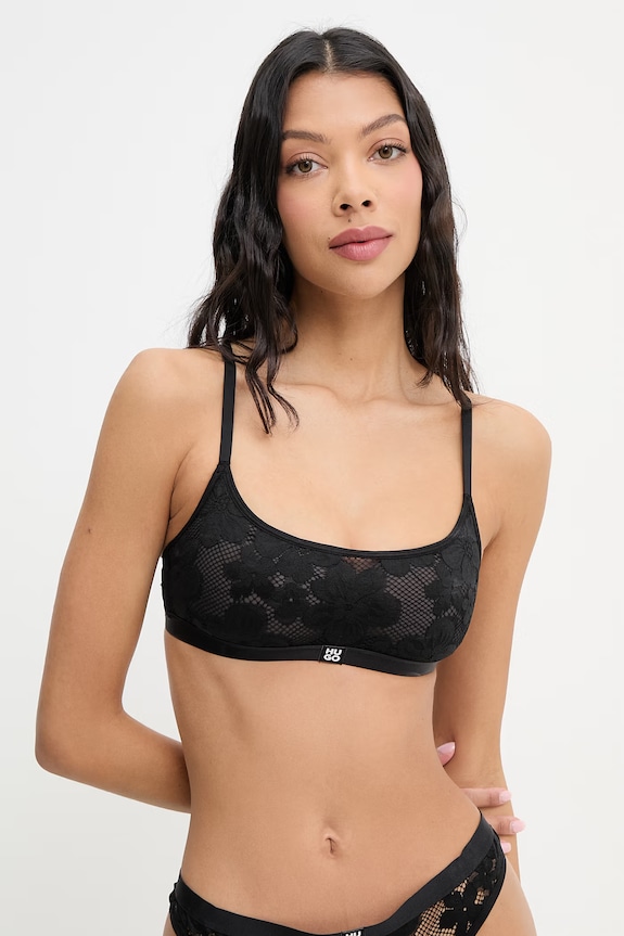 HUGO bustieră dantelă BLOOM LACE BRALETTE negru 50561601