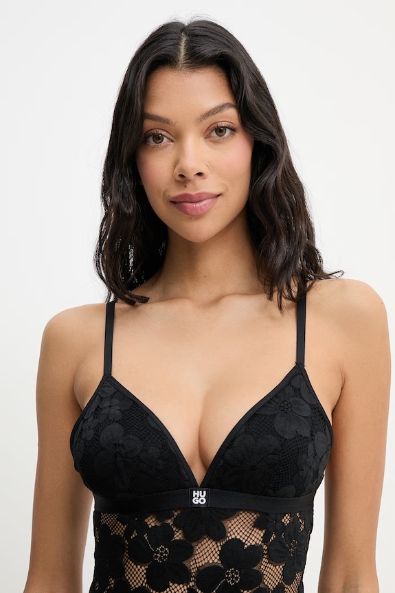 Îmbrăcăminte HUGO body pentru femei, din dantelă BLOOM LACE BODYSUIT 50561602 negru