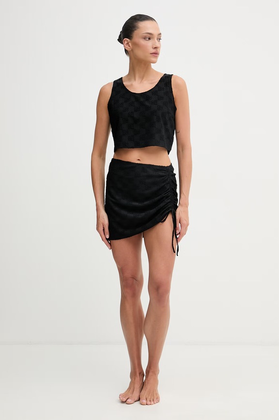 HUGO fustă de plajă pentru femei Terry mono_skirt 50561070 negru SS26